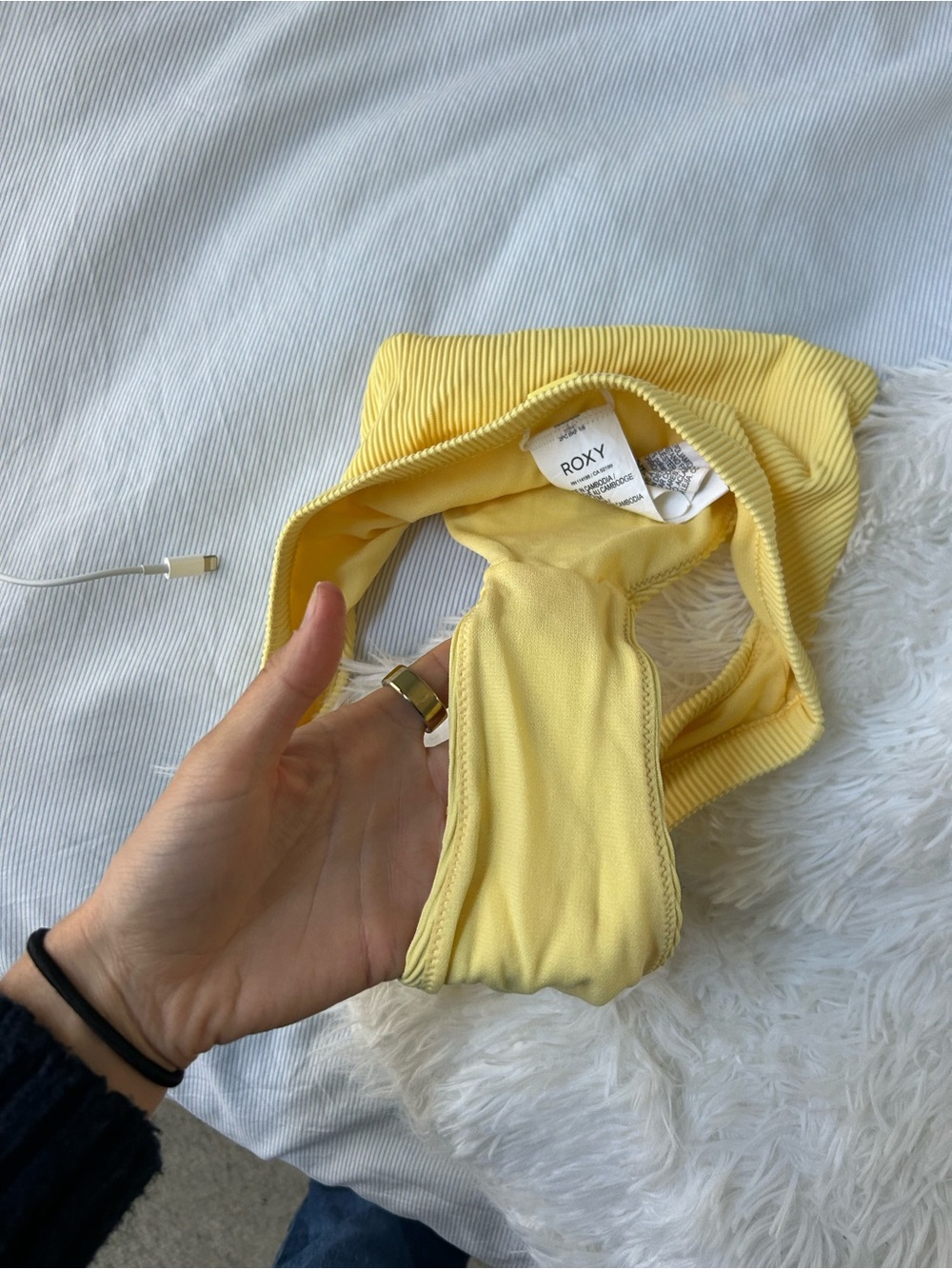 Roxy Yellow Ribbed Triangle Bikini Set - Picture 3 of 3